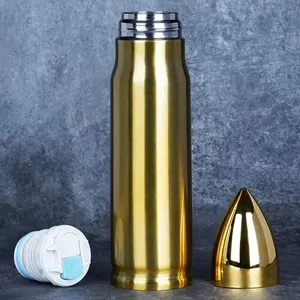 Bullet Thermos Coffee Mug Military Hunting Flask Novelty Stainless Steel 17oz