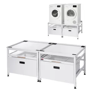 VEVOR Laundry Pedestal, 22.6 in Height, 29 x 29 in Washer and Dryer Pedestals with Pull-out Tray and Storage Space, 800 lbs Load Capacity, Non-Slip Feet Washing Machine Stand Universal, White, 2 Pack