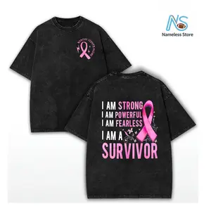 Breast Cancer Shirt Women Pink Ribbon Breast Cancer Awareness T-Shirts, Cancer Survivor Short Sleeve Tee