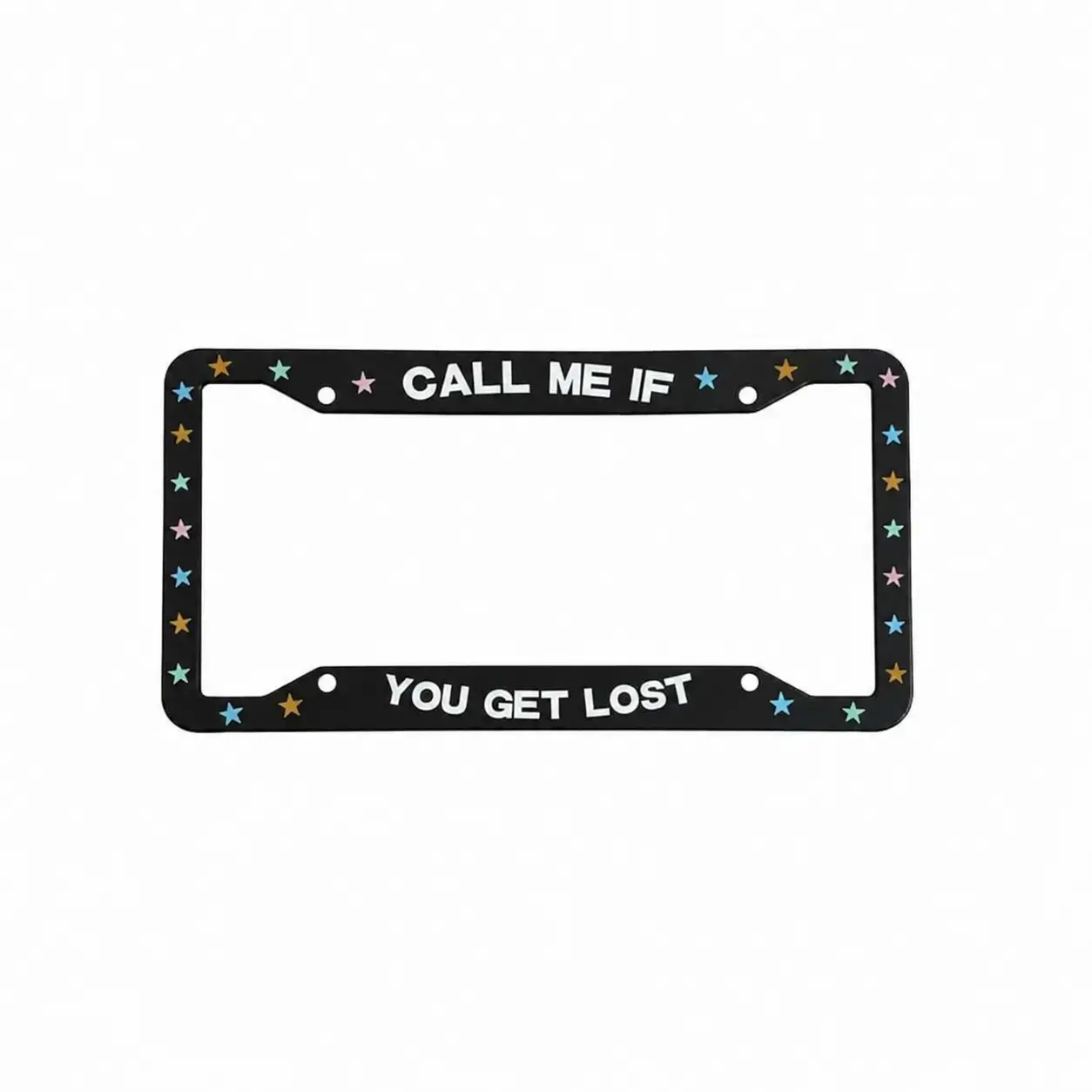 Black CMIFYGL License Plate Frame - Call Me If You Get Lost Design with Star Accents for Car Accessories