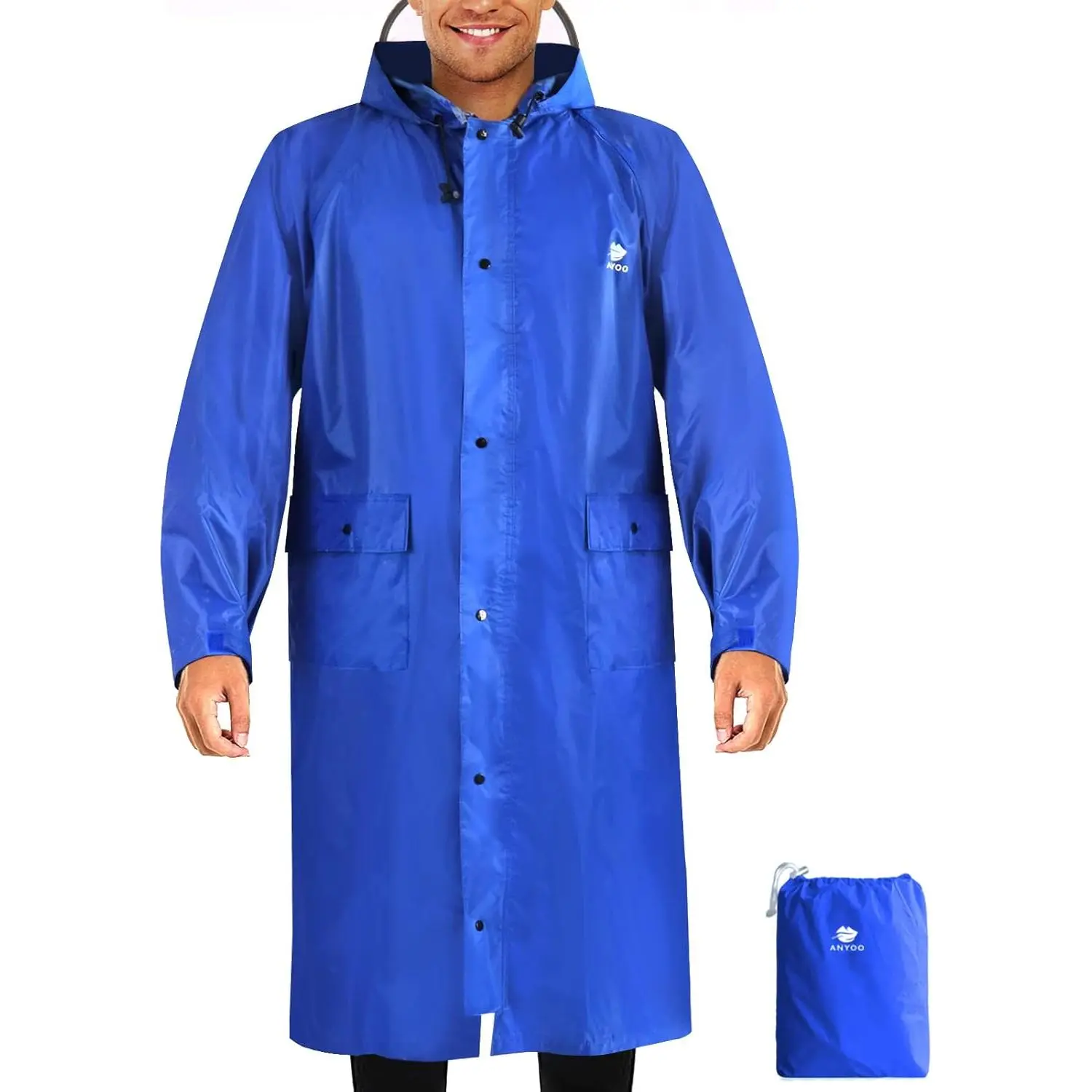Unisex Polyester Waterproof Hooded Rain Poncho - Lightweight Portable Raincoat for Adults with Pocket, Ideal for Camping, Hiking