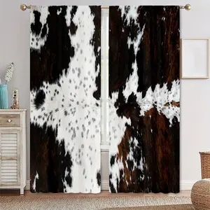 Cute Cow Print Curtain, 2 Counts/set Cow Skin Print Curtain, Window Curtain for Living Room Bedroom Kitchen Study Bathroom Decor, Bedroom Refresh Decor, Home Decoration Curtain