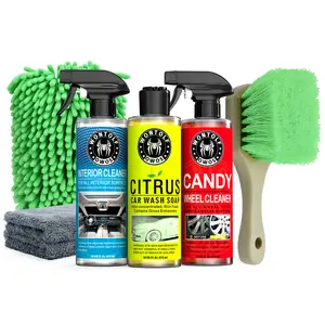Car Wash Kit with Car Wash Soap Shampoo, Interior Cleaner, Tire & Wheel Cleaner, Drying Towels, Wash Mitt and Tire Wheel Brush, Car Care Kit for Car Truck RV SUV Detailing Cleaning