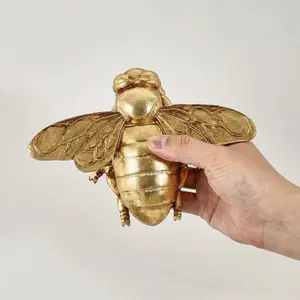 Gold Bee Wall Decor Resin Insect Wall Art – 3D Hanging Honey Bee Wall Sculpture, Handmade Insect Statue for Home Room Apothecary Decor, Bee Lovers & Collectors Gift Women (Metallic Gold)