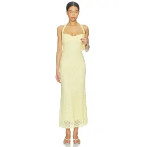Bardot Mariko Halter Neck Midi Dress in Canary Yellow