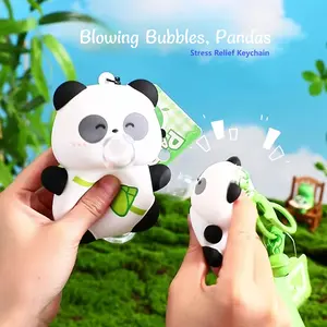 Bubble-Blowing Panda Keychain - Cute Silicone Cartoon Figure, Ideal for Car Keys & Bags, Perfect Novelty Gift, Car Keychain Accessories