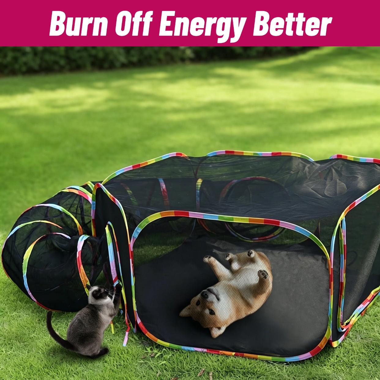 Outdoor Cat Enclosure,Portable Catio Outdoor Cat Tent,Cage Free Outside Cat Playpen Pet Enclosure,Enclosed Cat Run,Cat Tunnel Outdoor Cat Tunnels for Indoor Cats & Small Animals