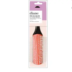 Diane Pro Nylon Pin Styling Professional 9.3" Oval Detangling Hair Brush, Black Anti-Static