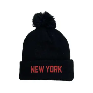 NEW YORK POM POM BEANIE - BLACK