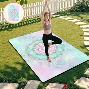 1pc Gradient Mandala Lotus Yoga Mat, Non-Slip Wear-Resistant Professional Fitness Pad, Wide Thick Shock Absorbing Home Exercise Mat