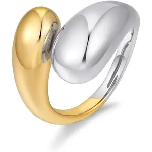 Chunky Open Rings for Women Gold Silver Adjustable Dome Teardrop Rings Bold Thick Statement Rings Simple Stackable Band Rings