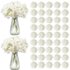 VEVOR Artificial Flowers, 105 pcs Real Looking White Silk Fake Hydrangea Bulk, White Faux Bridal Shower with Stems for DIY Wedding Bouquets, Home Centerpieces Arrangements, Party Tables Decorations