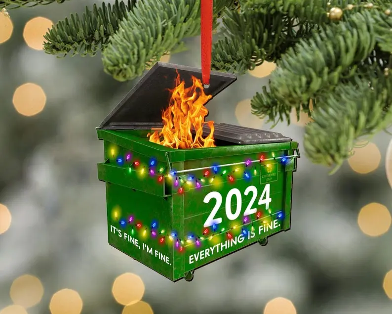 2024 Dumpster on Fire Ornament, Funny 2024 Dumpster Fine Christmas Ornament, Co-Worker Christmas Gift, Best Friend Christmas, Xmas Gag Gift
