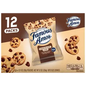 Famous Amos Classic Chocolate Chip Cookies, 1 Ounce Bag (Pack of 12)