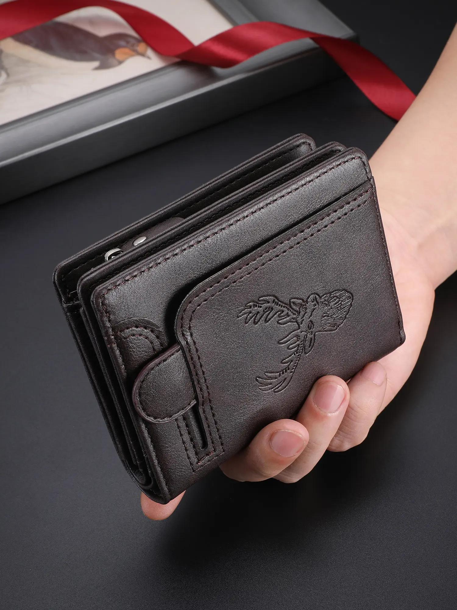 New Wallet Multi-Card Slots, Multifunctional Retro Style, Trendy Teenager Elite Men Deer Head Pattern, Versatile Wallet, Stylish Wallet, Zipper Wallet Design, Card Holder Wallet