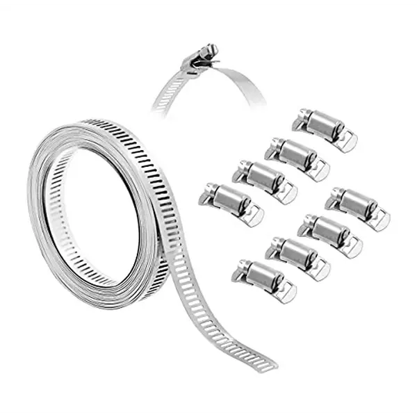 Mandala Crafts Adjustable DIY Worm Gear Hose Clamps - 304 Stainless Steel Hose Clamps Hose Clamp Kit Metal Band Clamp System