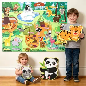 Children's Busy Board Zoo Felt Storyboard Set, classroom storytelling, early education interactive games, can be hung on the wall, suitable as a gift for boys and girls aged 3 and up.
