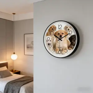 Adorable Puppy Wall Clock, Silent Quartz Clock for Living Room & Bedroom, Simple Cartoon Design Home Decor, Digital Clock