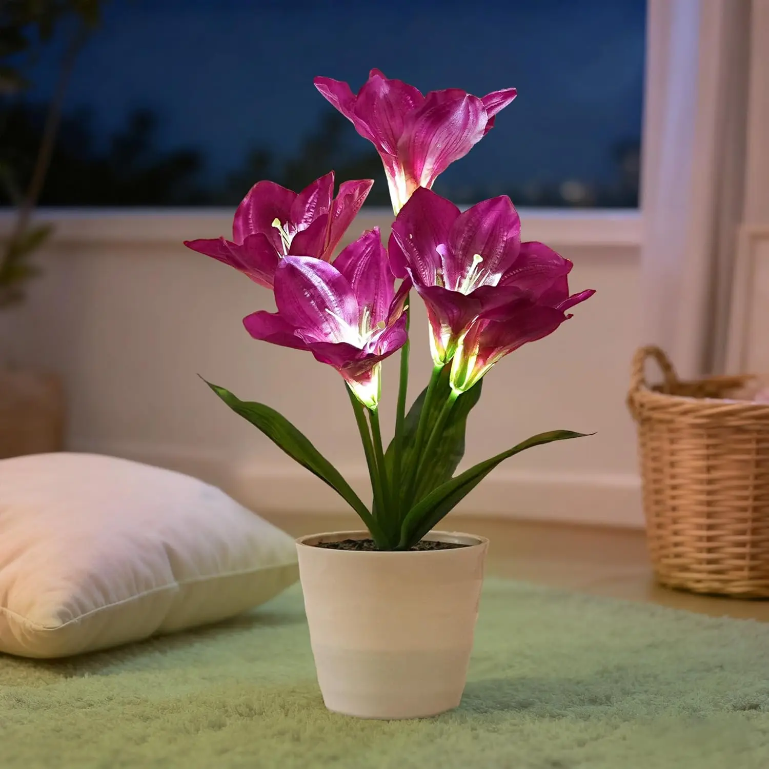 Artificial Purple Lily Flower Lamp - Artificial Potted Flower Light, Christmas Birthday Gifts for Women Wife Girlfriend Mom Anniversary Bedroom Bar Coffee Shop Night Light Lamp Home Decor summerwins