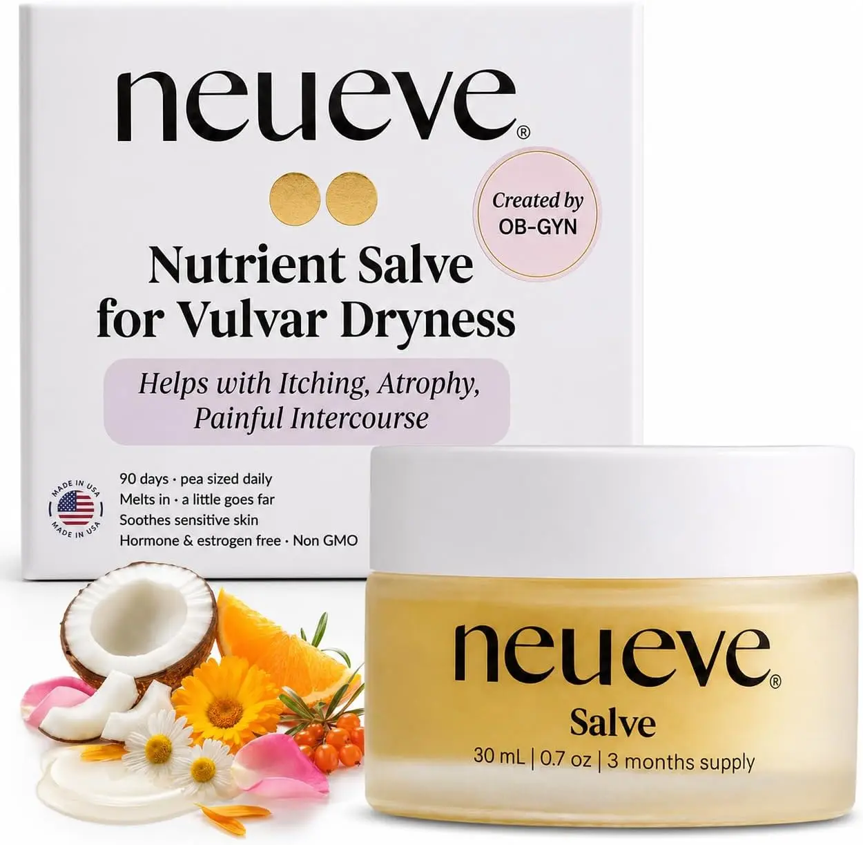 Salve | For Age < 70 Vulvar Pain and Dryness | For Vaginal Atrophy and Shrinking in Postmenopause | NeuEve