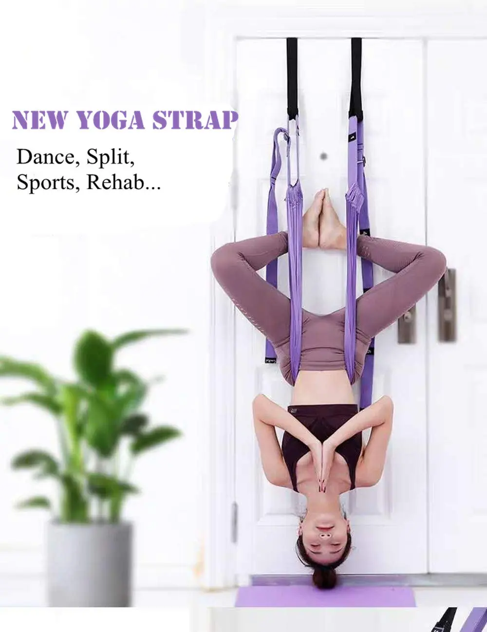 Yoga Stretching Strap Waist Back Leg Stretch Band Flexibility Assist Trainer for Split Back Bend Inversion Fitness Dance Ballet Gymnastics Physical Therapy