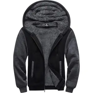 Hoodies for Men Heavyweight Fleece Sweatshirt - Full Zip Up Thick Sherpa Lined Hooded Jacket