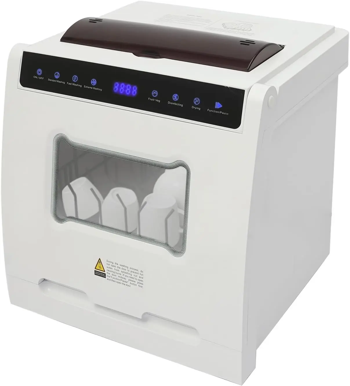White Compact Countertop Dishwasher for Apartments, RVs - Kitchen Appliances, 4-6 Place Settings, 360° Dual Spray Jets, 161.6°F High-Temp Wash, Touchscreen UI, 52dB Quiet Operation, Multifunctional Tabletop Dishwasher