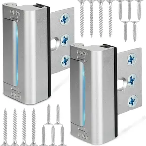 Home Security Door Reinforcement Lock, Upgraded Front Door Locks for Kids Safety Withstand 800 lbs, Child Proof Door Lock, Extra Door Lock from Inside Prevent Unauthorized Entry (2 Pack, Silver)