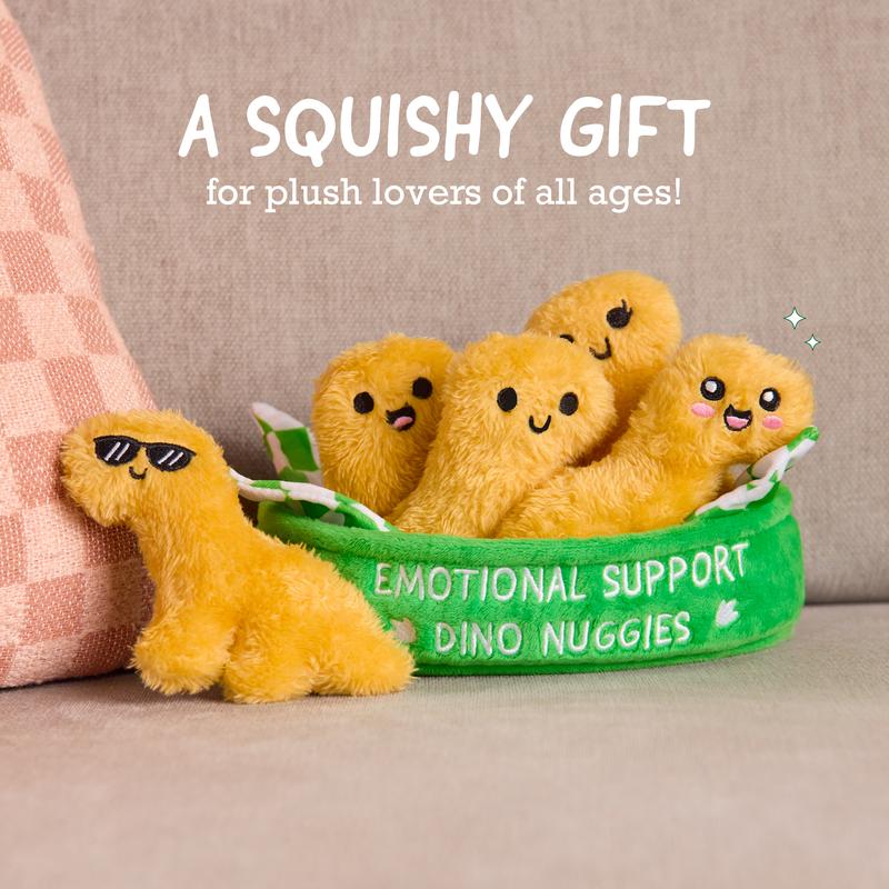 Emotional Support Dino Nuggies by Relatable, Cuddly Stuffed Animals and Dinosaur Toys, Great Valentine's Gift Ideas Kids, Includes 5 Dinosaur Plushies with Carrying Basket