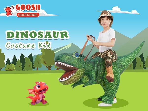 GOOSH Inflatable Dinosaur Costume Halloween Blow up Costumes Riding Diplodocus Air Costume for Party