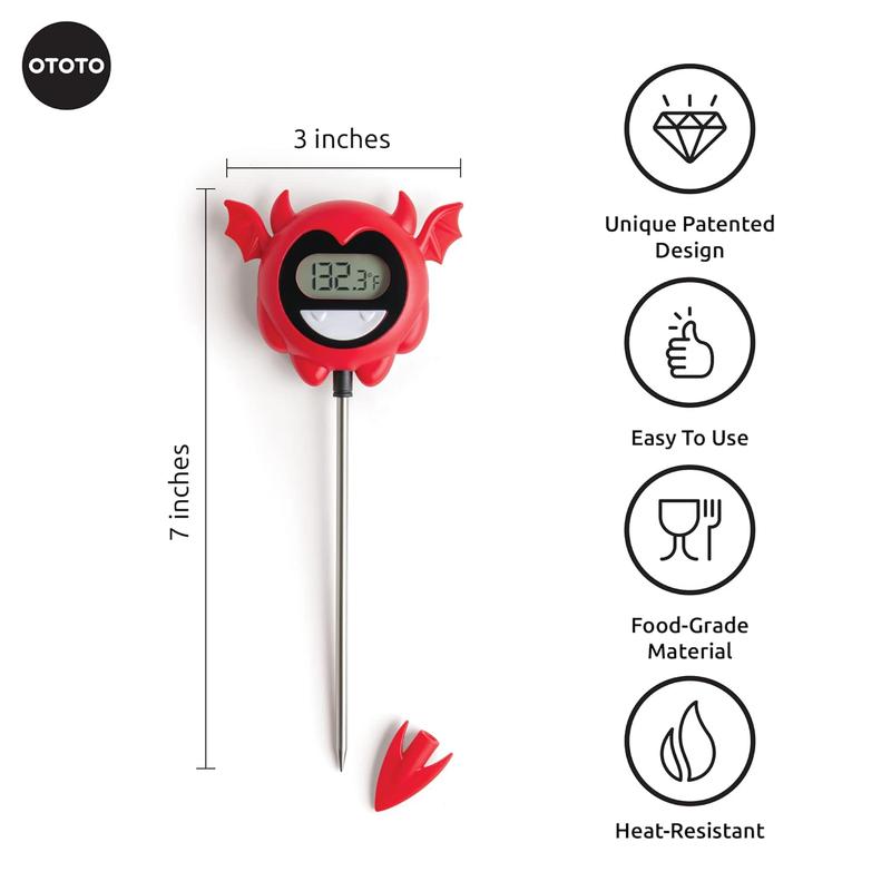OTOTO Hell Done Digital Meat Thermometer - Foldable & Magnetic - Accurate Fahrenheit & Celsius Readings - Perfect for Steak & Oven Cooking | TikTok Must-Have | Funky Kitchen Supplies | Kitchen Accessories