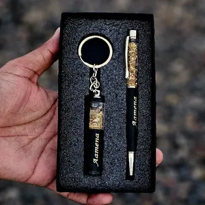 Personalized pen and Keychain, Print your name on pen and Keychain, Corporate Gifts, Gift for Teacher, customized Birthday Gift, Gift for Brother and sister, Gift for Father    NOTE - Please write Name to be printed on pen and keychain in Note section.