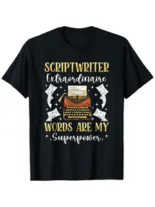 Women's Cotton Round Neck Short-Sleeve Stretch Casual T-Shirt for Screenplay Scenarists, Dramatists, Script Cowriters & Screenwriting Enthusiasts