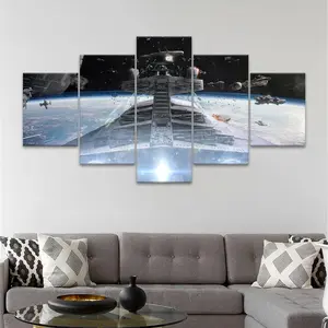 Starship Earth Guardian Pattern Canvas Unframed Painting, Unframed Art Print, 5 Counts/set Modern Art Poster, Wall Art Decor for Home Living Room Bedroom Office, Modern Home Decoration, Ornaments