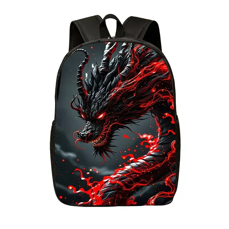 Ferocious Dragon Head Graphic Unisex Youth Laptop Backpack - Adjustable Shoulder Straps, High-Capacity Lightweight Multi-Function Daypack, Cool Fantasy Goth Aesthetic Gift for Dragon Art Lovers (Daily Commute, Hiking), Birthday, Large, Dragon Print