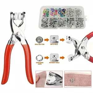 100pcs Invisible Colored Metal Buckle and Snap Button Fastener Kit with Manual Pressure Pliers for DIY Sewing Crafts Clothing Hat and Seamless Stitching Tools