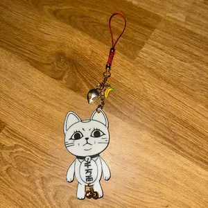 Dandadan Anime Keychain with 3D Printed Base, Alien & Banana Charms & Golden Bell