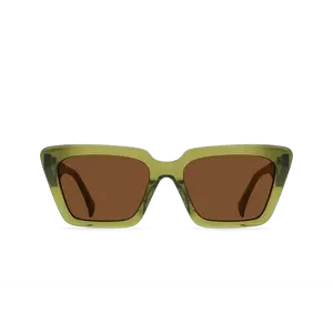 RAEN Keera-Cactus Quartz Agave-54 Sunglasses with Exaggerated Angles Blocky Acetate Design & Fin-Like Temples