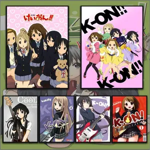 PIKPAKA CUTE K-K-ON ON Japan Anime Design Comic Cover Poster HD Sticky Waterproof Wall Art High Quality Print Aesthetic Home Living Bedroom Bathroom Hallway Decor Trendy Room Decoration Easy-To-Apply Gift Durable