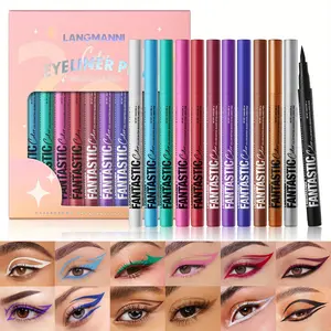 Waterproof Eyeliner Pen (12pcs/set), Long Lasting Eyeliner Pen, Quick Drying Eyeliner Pen, Professional Daily Makeup Accessories, Cosmetic, Eye Makeup Products