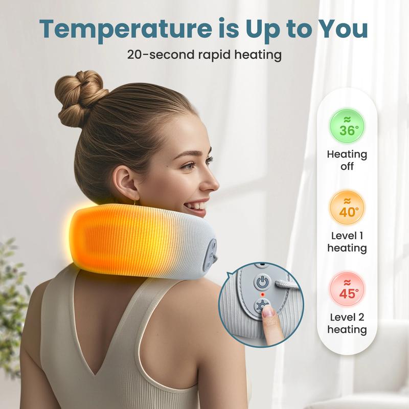 Heated Massage Travel Neck Pillow – Memory Foam Neck Support for Airplane, Car & Long Trips – Travel Essentials for Comfort and Relaxation Christmas gifts for family