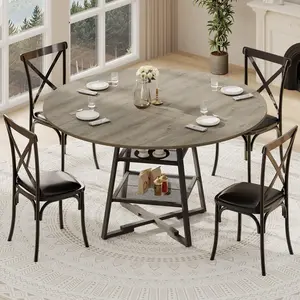 Garvee Round Dining Table Set for 4, Space  Saving High Top Kitchen Table with Storage for Small Kitchens and Dining Rooms