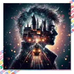 5D DIY Full Drill Round Diamond Painting - Diamond Painting Kit Diamond Art Tools Harry Potter Mosaic Canvas DIY Wall Art, Home Wall Decoration
