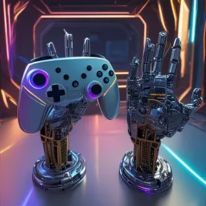1pc Cyberpunk creative mechanical hand storage stand, a multi-functional desktop storage stand, suitable for controllers and mobile phones. It is an ideal gift for gamers, and also a Christmas gift or Christmas decoration.