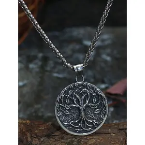 1 Piece Vintage Tree of Life Pendant Necklace for Men & Women, Punk Casual All-Match Jewelry for Teens Gift, Classic Fashion Accessories for Daily Wear, Charm Necklace
