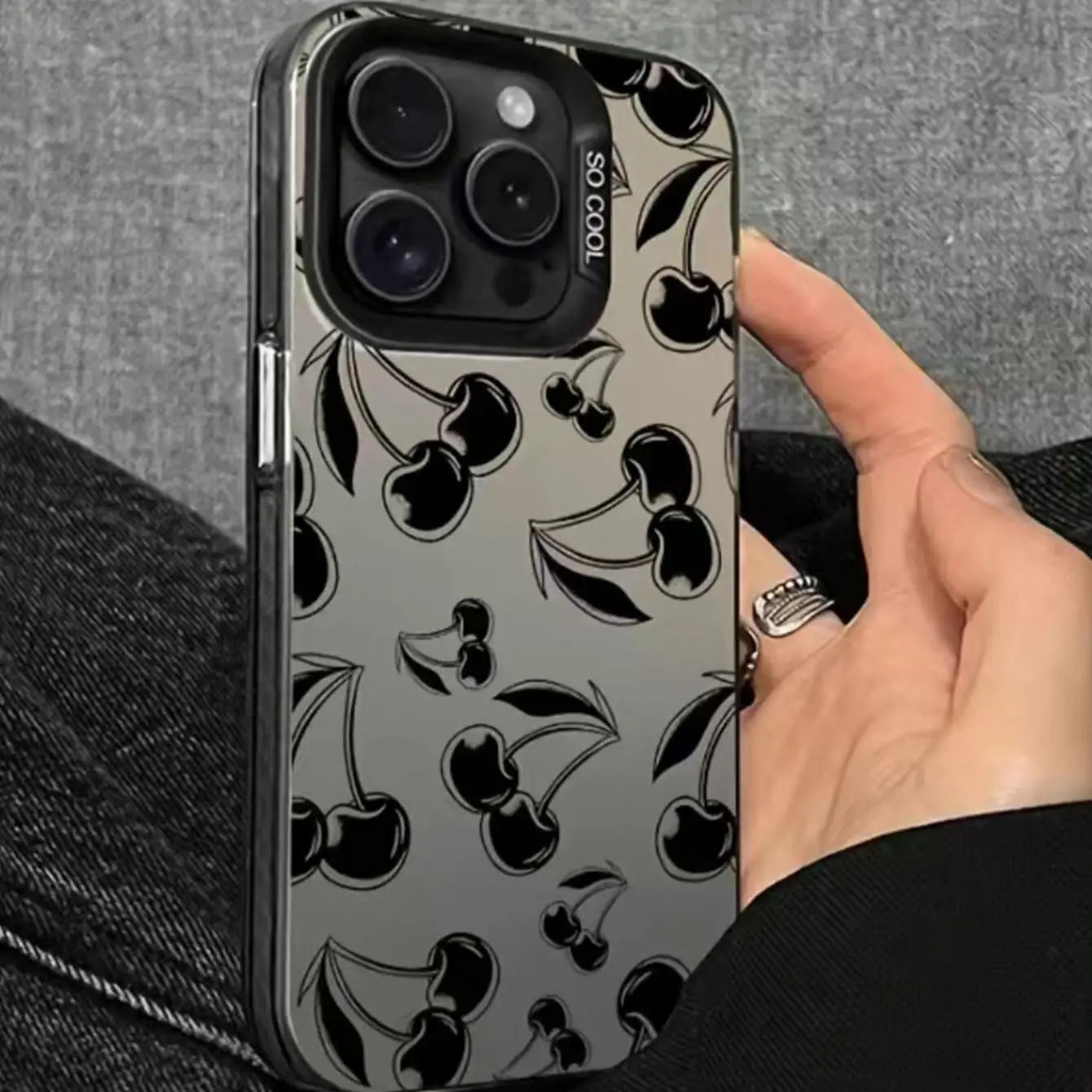 Creative Cherry Pattern Phone Case, Anti-drop Phone Protector Cover, Fashion Phone Accessories Compatible with iPhone 7 8 11 12 13 14 15 Series