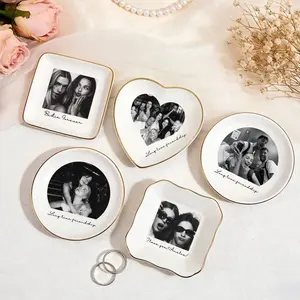 Personalised Bestie Photo Trinket Dish, Custom Jewelry Ring Dish, Bridesmaid Proposal, Ceramic Trinket Tray for Best Friend, Wedding Gift