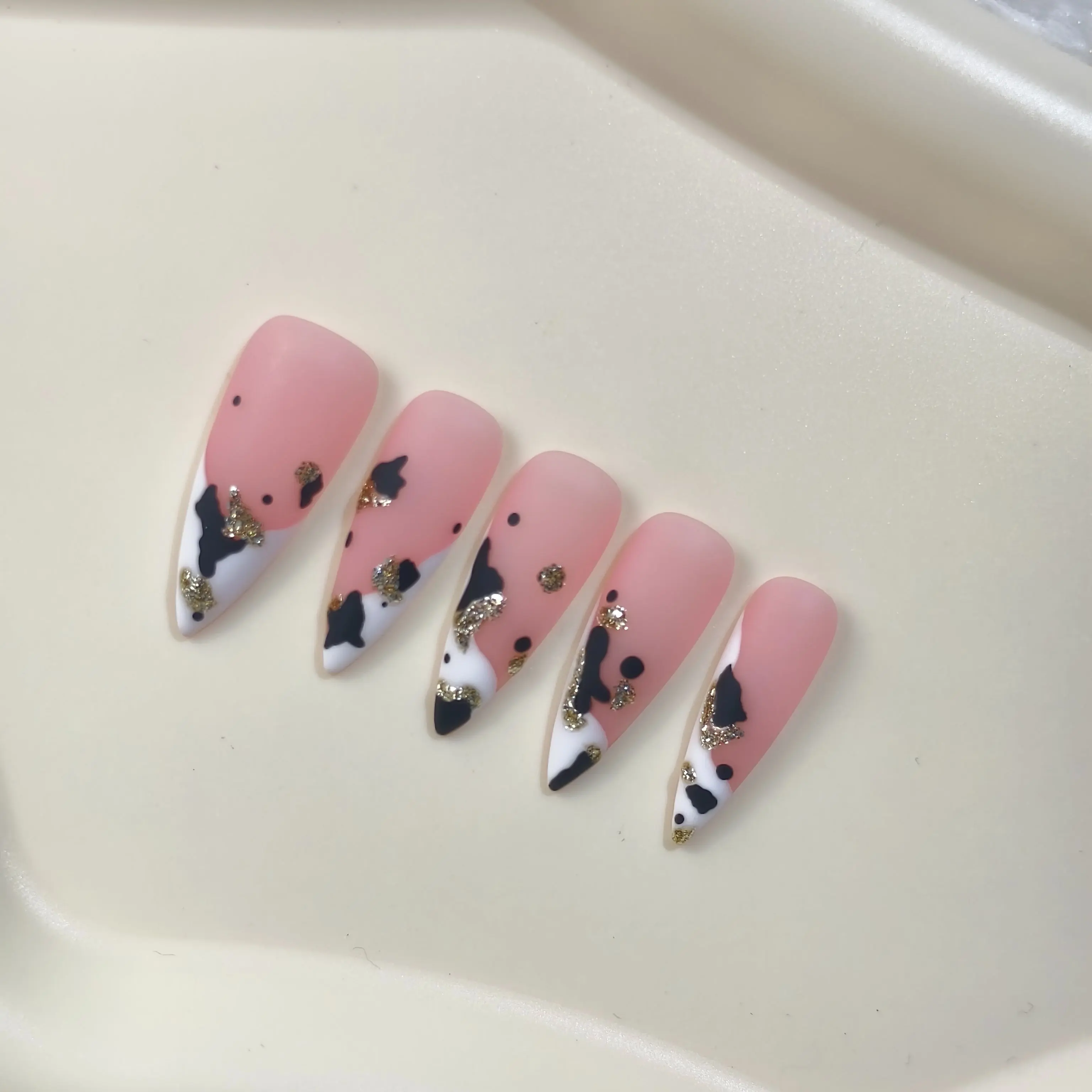 Promake Handmade Acrylic Decorative Glue-less Press On False Nails, Reusable Summer Beach Nail Art Kit with Tools, Sunscreen Safe Long-Lasting Manicure - KV02-L33ST-NV, Decorative Nails, Acrylic Nails
