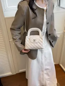 New Summer Small Crossbody Bag for Women, Elegant Chain Shoulder Bag, PU Leather, All Seasons, Shopping Essential, Solid Pattern