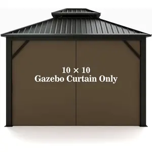 Gazebo Universal Replacement  Curtain -  10' x 10' Gazebo Side Wall Outdoor  Panel with Zipper (Brown)